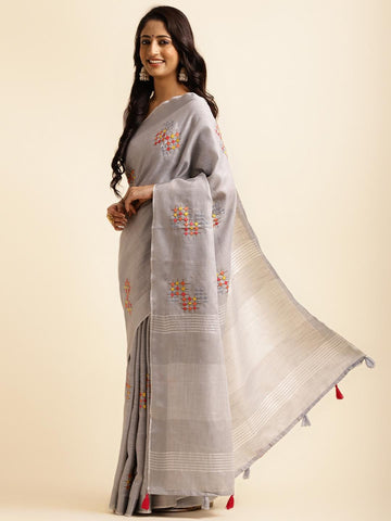 Ethnic Motifs Zari Woven Design Banarasi Saree